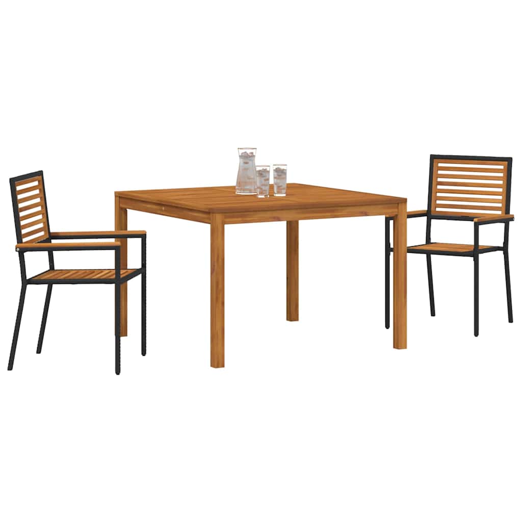 Garten Essgruppe 3 pcs Schwarz Poly Rattan